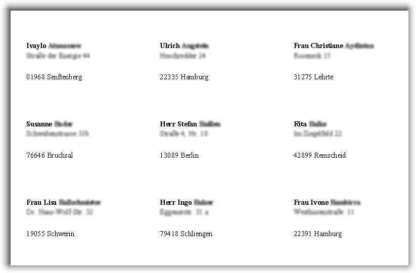 Adressetiketten - Lehrer / Juroren
